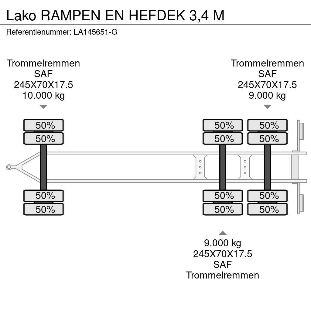 Lako RAMPEN EN HEFDEK 3,4 M Remorque surbaissée