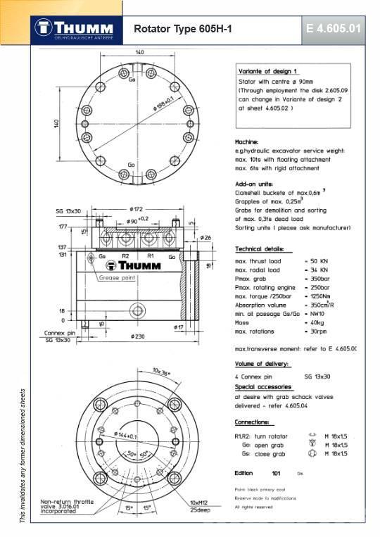 Thumm 605 H-1 Hydraulic rotator 5 Ton Rotateur
