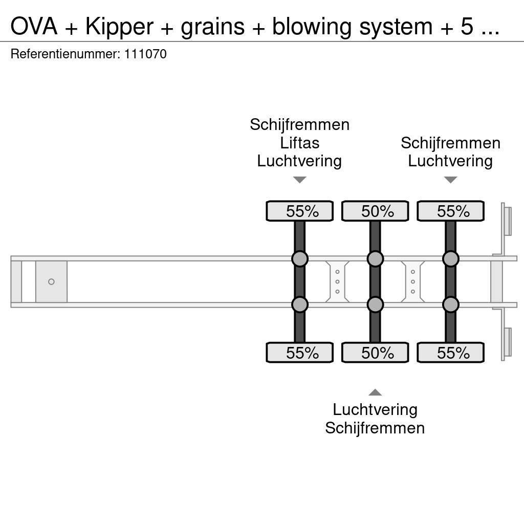 OVA + Kipper + grains + blowing system + 5 compartimen Benne semi remorque
