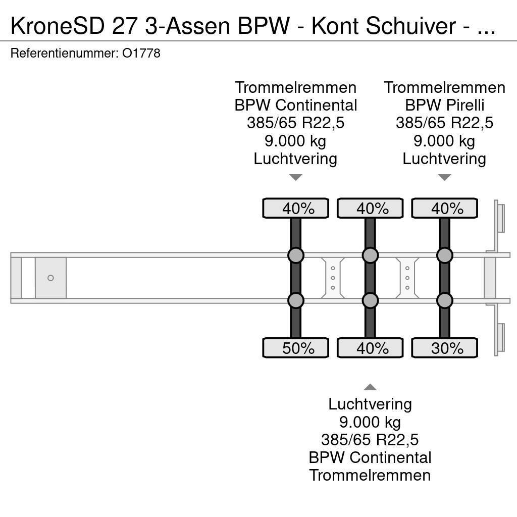 Krone SD 27 3-Assen BPW - Kont Schuiver - DrumBrakes - 5 Semi remorque porte container