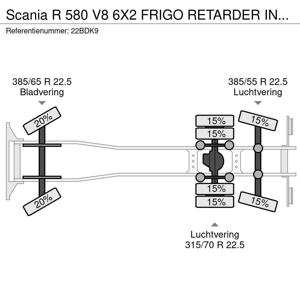 Scania R 580 V8 6X2 FRIGO RETARDER IN COMBI WITH BURG TRA Camion frigorifique