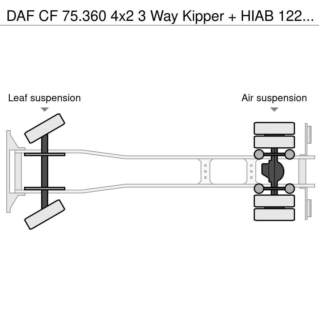 DAF CF 75.360 4x2 3 Way Kipper + HIAB 122 E-3 Hiduo Camion benne