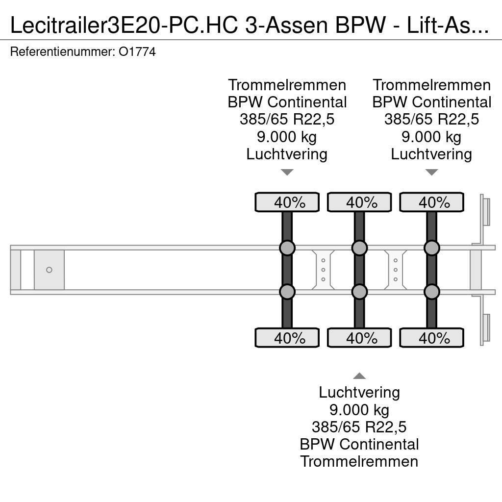 Lecitrailer 3E20-PC.HC 3-Assen BPW - Lift-As - 4800kg - 1x 20F Semi remorque porte container