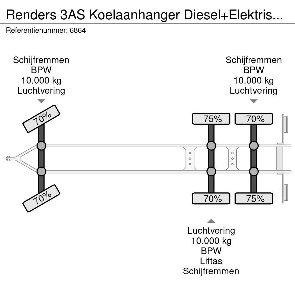 Renders 3AS Koelaanhanger Diesel+Elektrisch 10T assen Remorque frigorifique