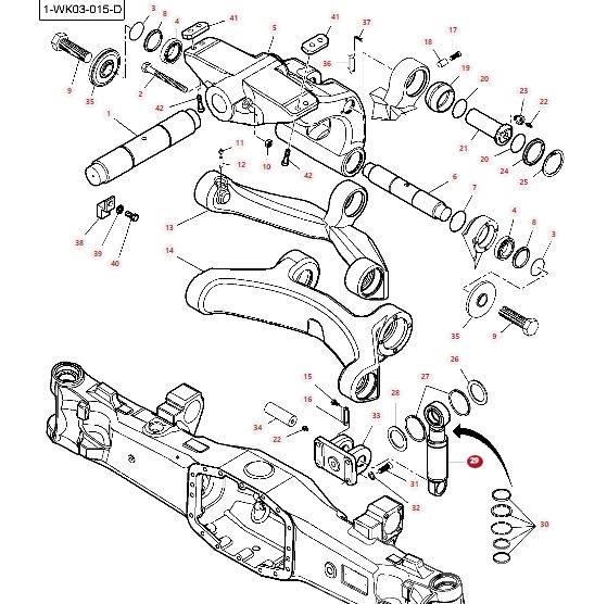 Massey Ferguson 8727 Front axle shock absorber cylinder 7700160101 Châssis et suspension