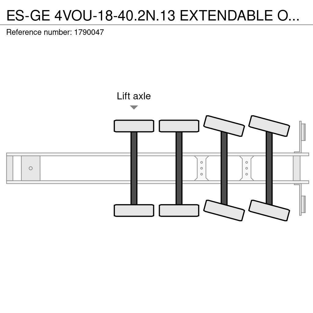 Es-ge 4VOU-18-40.2N.13 EXTENDABLE OPLEGGER/TRAILER/AUFLI Semi remorque plateau ridelle