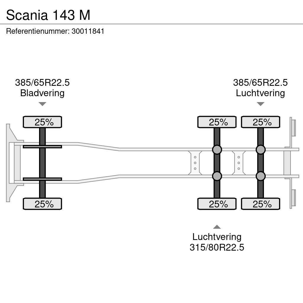 Scania 143 M Camion plateau ridelle avec grue