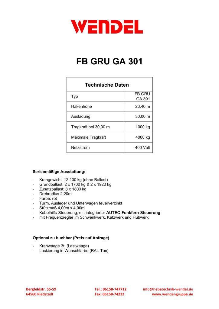 FB GRU GA 301 - Turmdrehkran - Baukran - Kran Grue à tour