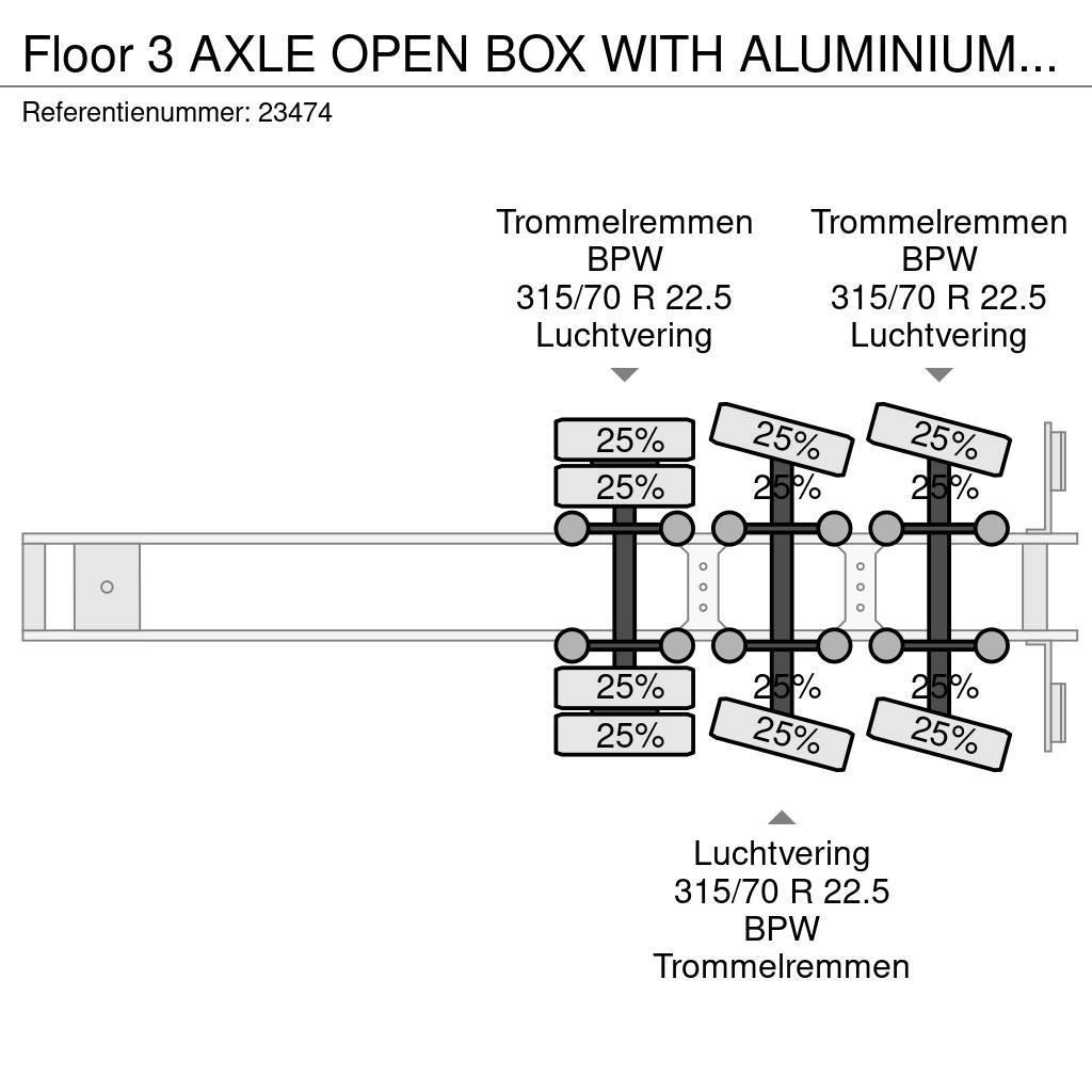 Floor 3 AXLE OPEN BOX WITH ALUMINIUM SIDE BOARDS Semi remorque plateau ridelle