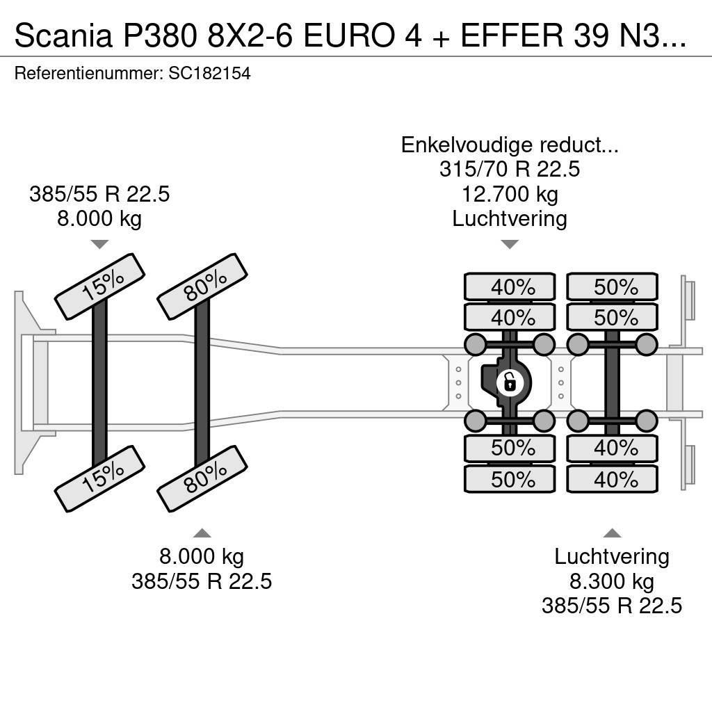 Scania P380 8X2-6 EURO 4 + EFFER 39 N3S Crane + FLYJIB-4+ Camion plateau