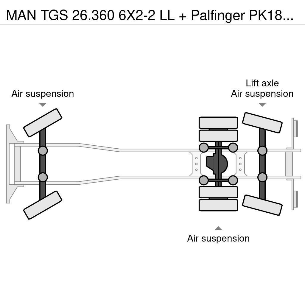 MAN TGS 26.360 6X2-2 LL + Palfinger PK18001 LA Camion plateau