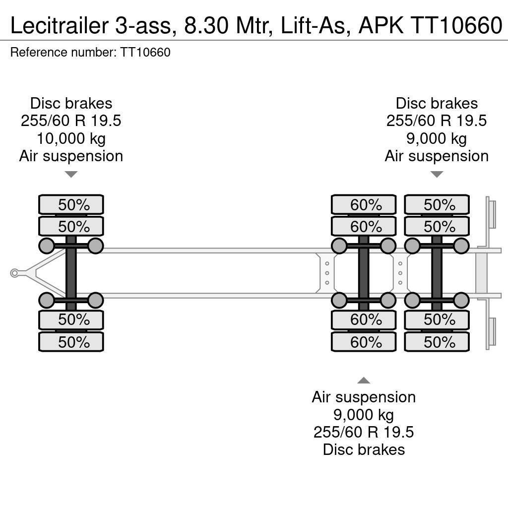 Lecitrailer 3-ass, 8.30 Mtr, Lift-As, APK Remorque ridelle