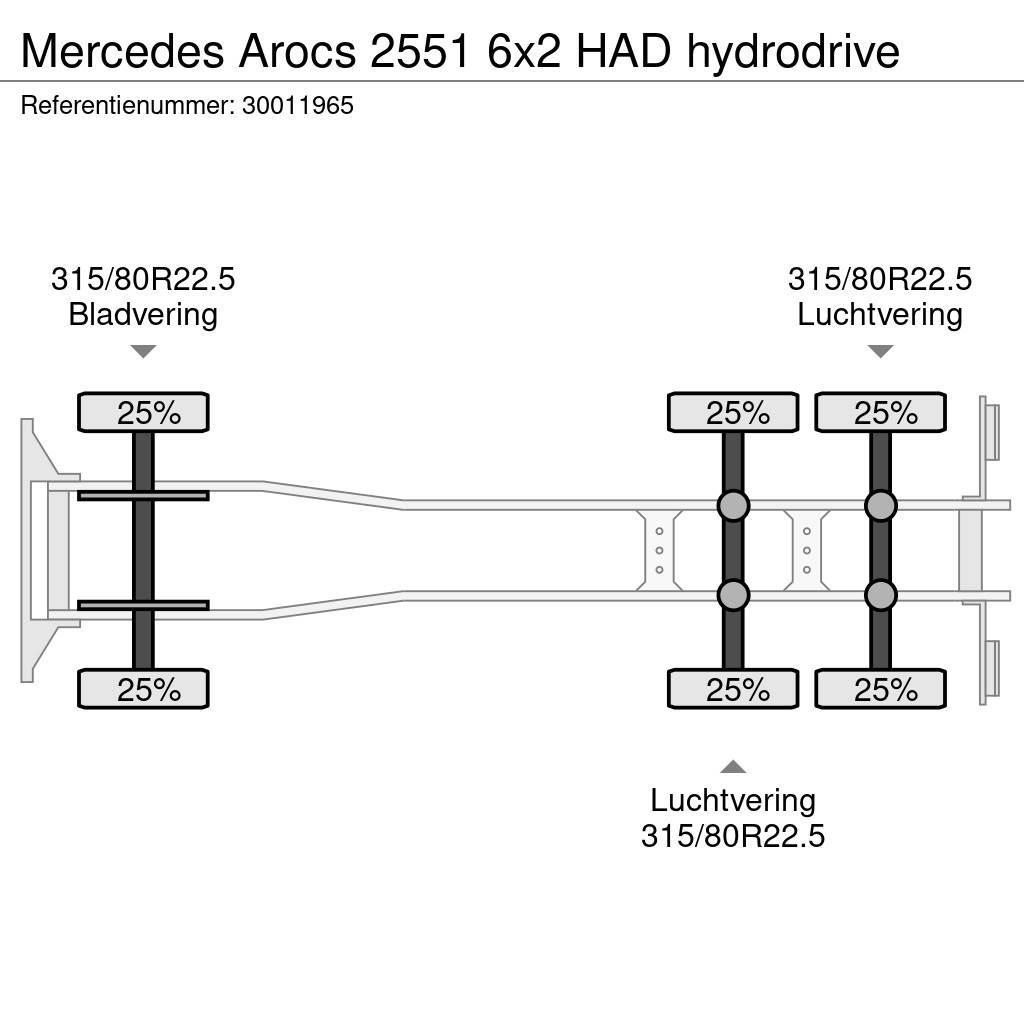 Mercedes-Benz Arocs 2551 6x2 HAD hydrodrive Châssis cabine