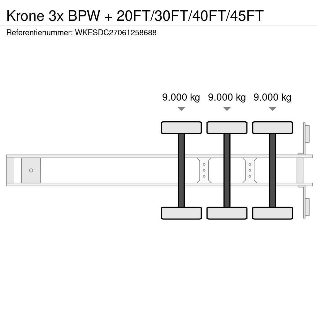 Krone 3x BPW + 20FT/30FT/40FT/45FT Semi remorque porte container