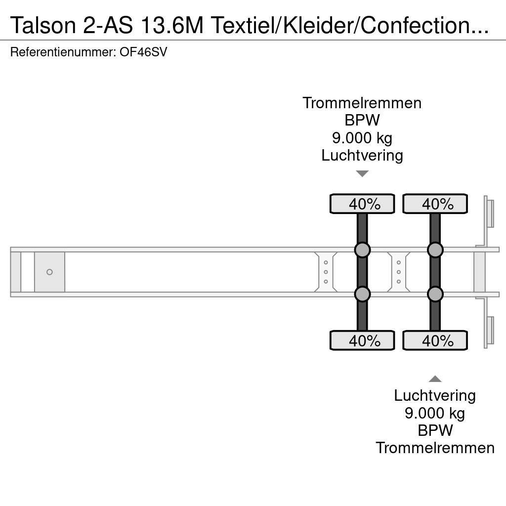 Talson 2-AS 13.6M Textiel/Kleider/Confection ABS APK/TUV Semi remorque fourgon