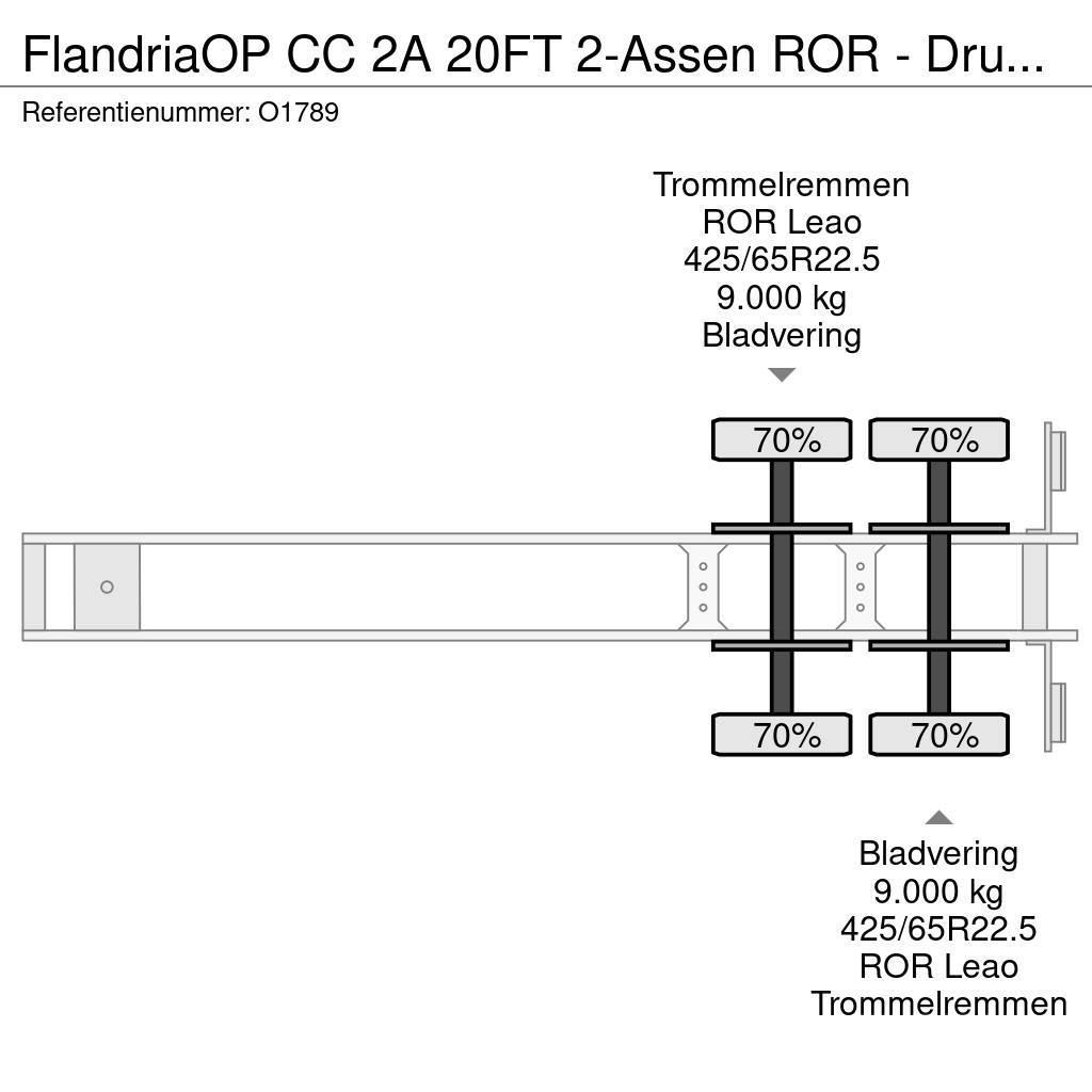  Flandria OP CC 2A 20FT 2-Assen ROR - DrumBrakes - Semi remorque porte container