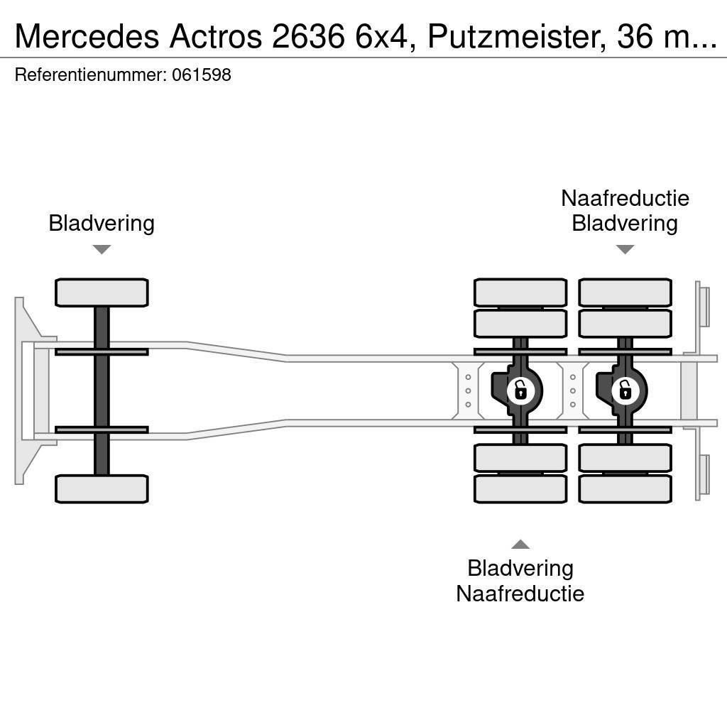 Mercedes-Benz Actros 2636 6x4, Putzmeister, 36 mtr, Remote, 3 pe Pompe à béton