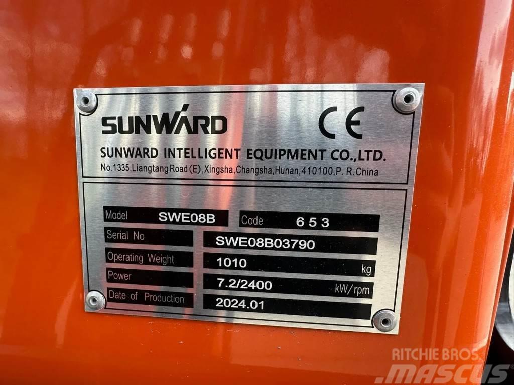 Sunward SWE08 minigraver 1ton NIEUW incl. 3 bakken Mini pelle < 7t
