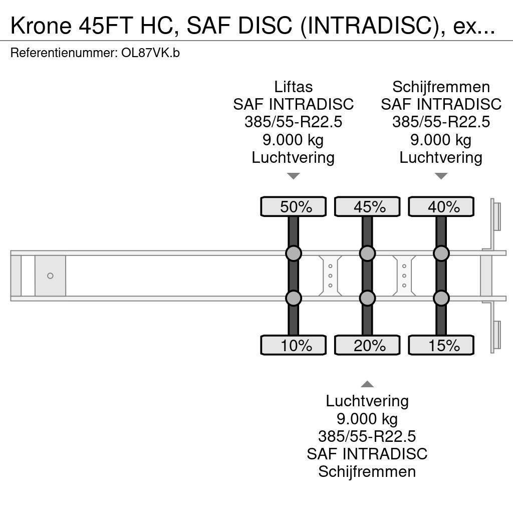 Krone 45FT HC, SAF DISC (INTRADISC), extendable front+ r Semi remorque porte container