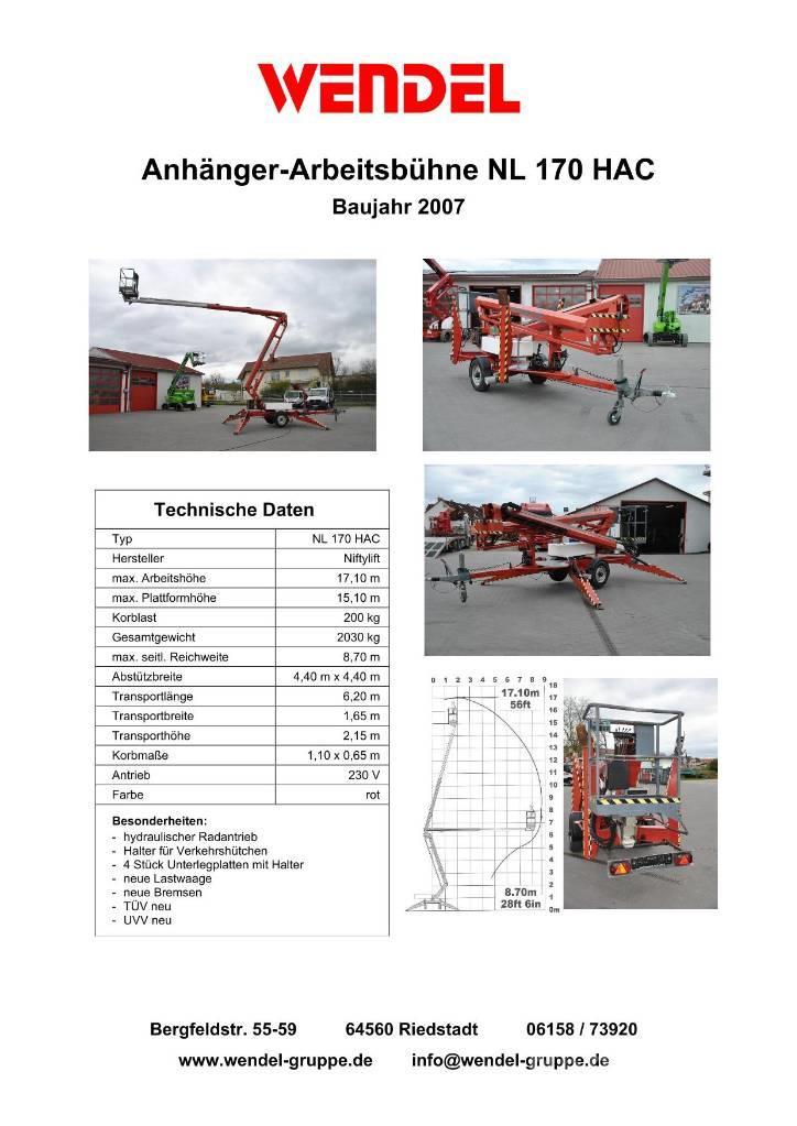 Niftylift NL 170 HAC Remorque nacelle