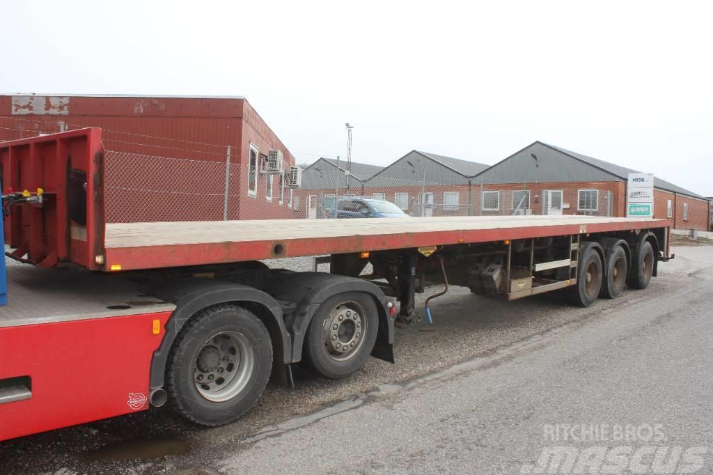 Broshuis 3 Ax  flat extension trailer. Semi remorque plateau ridelle