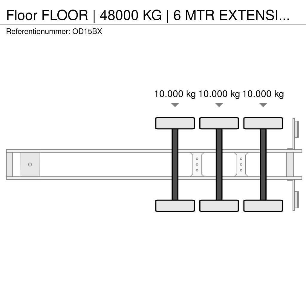 Floor | 48000 KG | 6 MTR EXTENSION | STEERING AXLE Semi remorque plateau ridelle