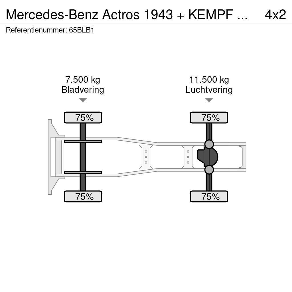 Mercedes-Benz Actros 1943 + KEMPF SKM 35/3 Zeer mooie NL combina Tracteur routier