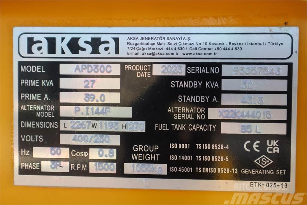 AKSA APD30C Valid inspection, *Guarantee! Diesel, 30 kV Générateurs diesel