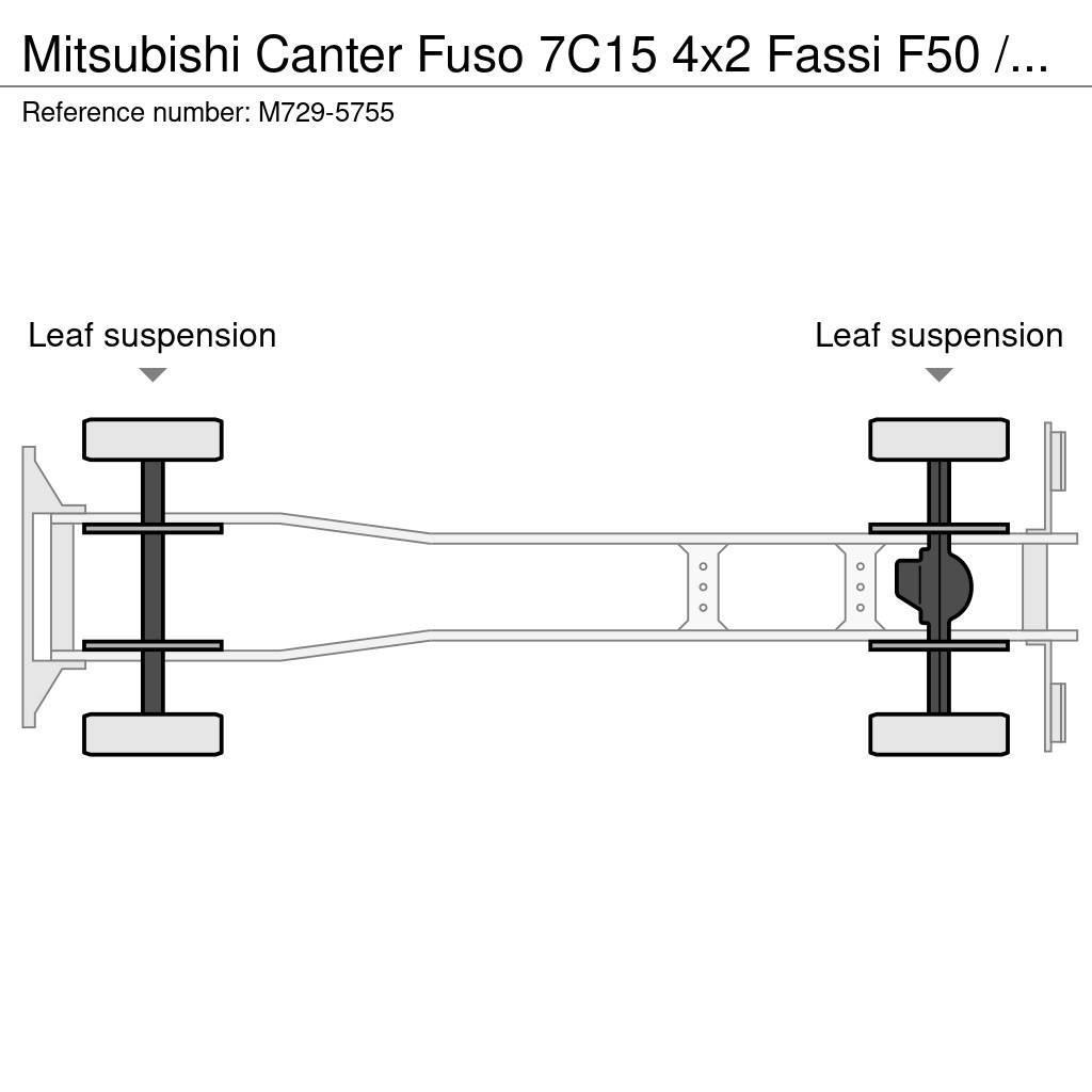 Mitsubishi Canter Fuso 7C15 4x2 Fassi F50 / PLATFORM L=4768 m Camion plateau ridelle avec grue