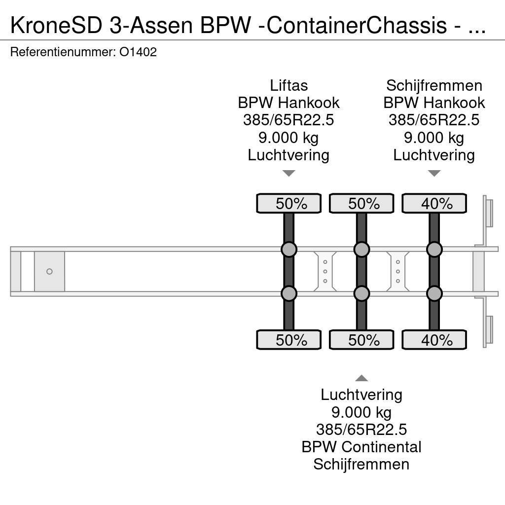 Krone SD 3-Assen BPW -ContainerChassis - Achterschuiver Semi remorque porte container
