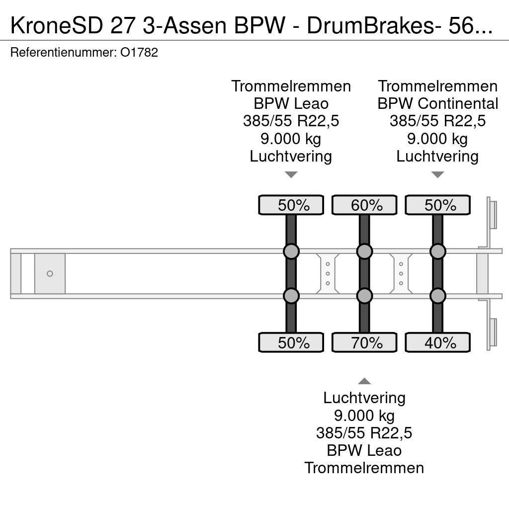 Krone SD 27 3-Assen BPW - DrumBrakes- 5640kg - All Sorts Semi remorque porte container