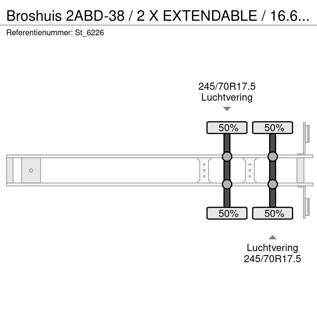 Broshuis 2ABD-38 / 2 X EXTENDABLE / 16.62 mtr BED / Semi remorque surbaissée