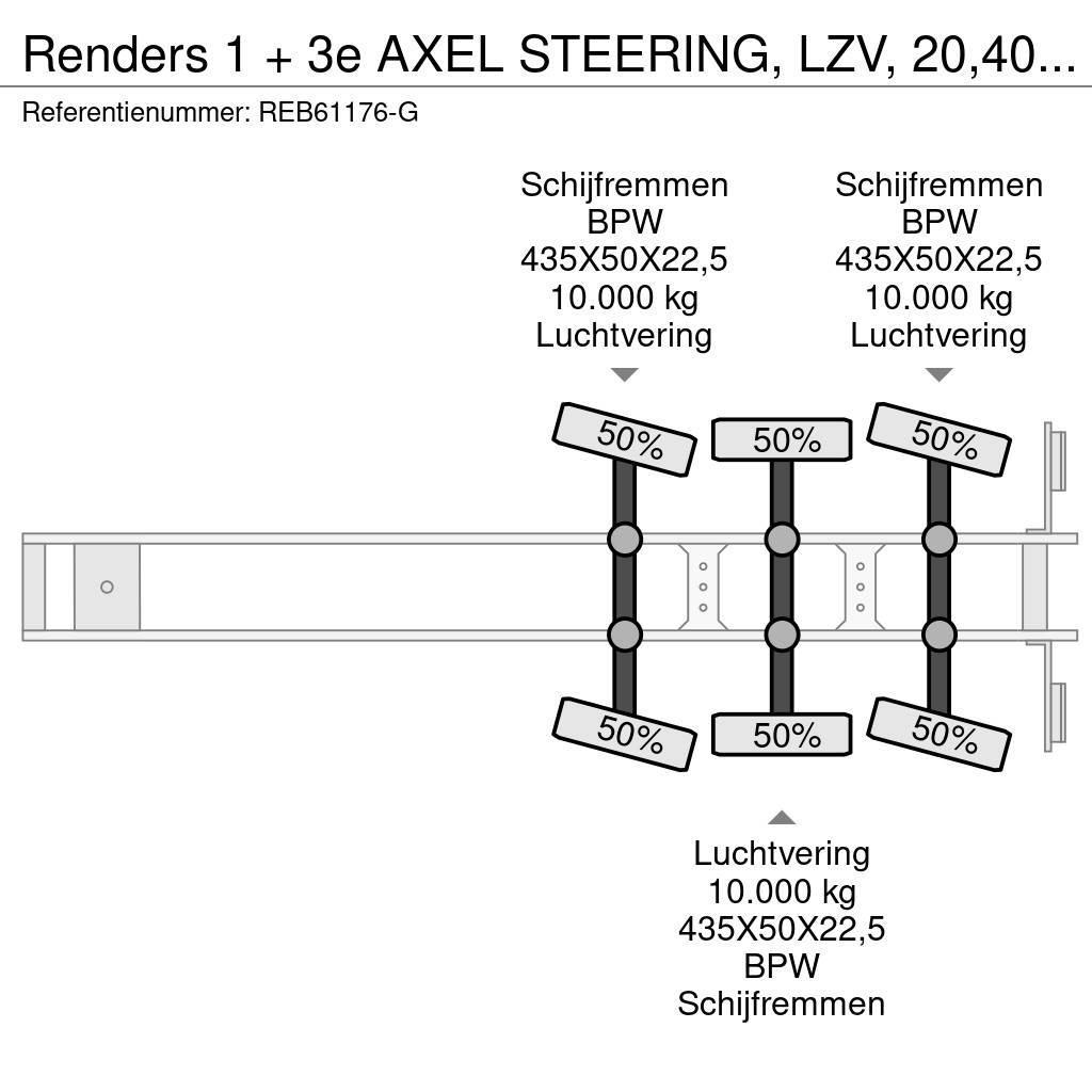 Renders 1 + 3e AXEL STEERING, LZV, 20,40,45 FT Semi remorque porte container