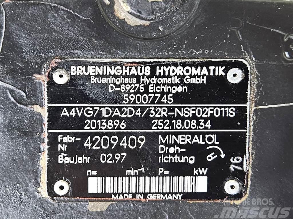 Brueninghaus Hydromatik A4VG71DA2D4/32R-Drive pump/Fahrpumpe Hydraulique