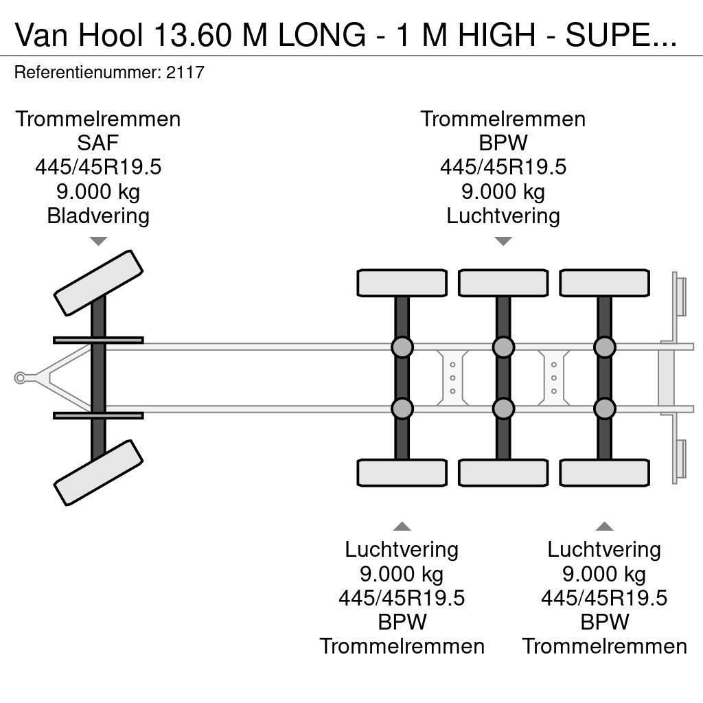 Van Hool 13.60 M LONG - 1 M HIGH - SUPER SINGLE TIRES - DRU Remorque ridelle