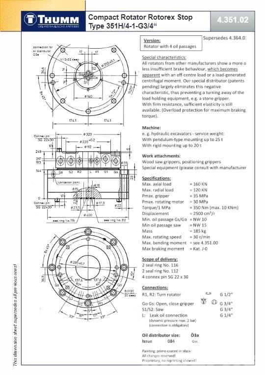 Thumm 351 H-4-1 | ROTATOR HYDRAULICZNY | 16 Ton Rotateur