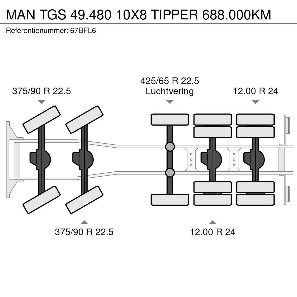 MAN TGS 49.480 10X8 TIPPER 688.000KM Camion benne