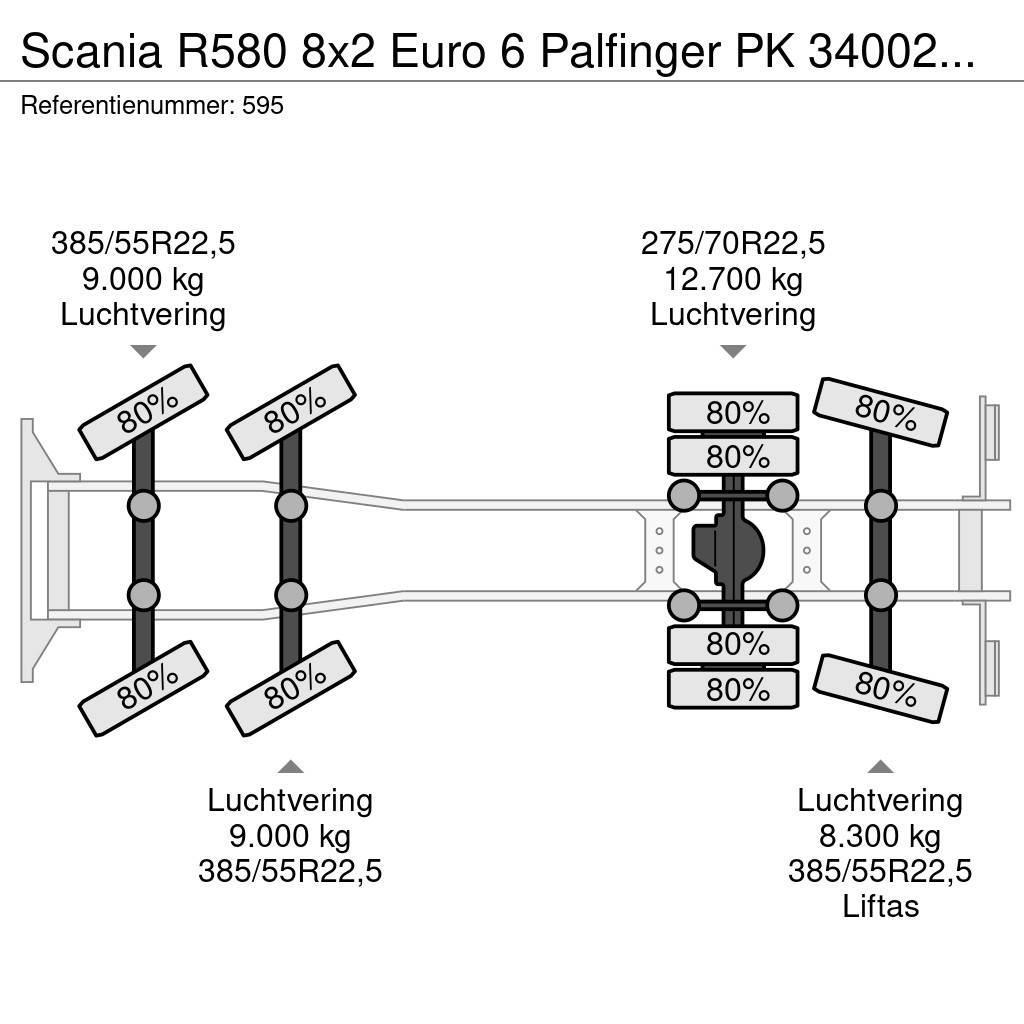 Scania R580 8x2 Euro 6 Palfinger PK 34002-SHF 7 x Hydr. W Grues tout terrain