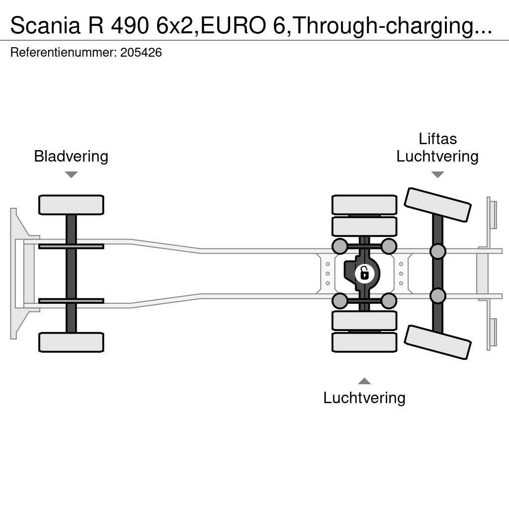 Scania R 490 6x2,EURO 6,Through-charging system,Retarder, Camion à rideaux coulissants (PLSC)