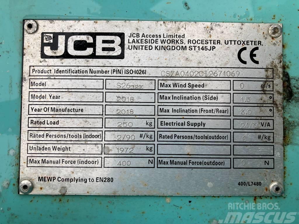 JCB S2632E, low operating hours, first owner Nacelle ciseaux