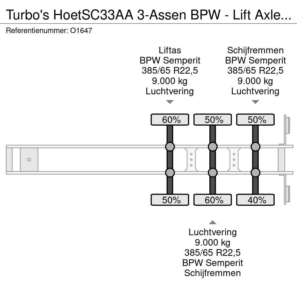  TURBO'S HOET SC33AA 3-Assen BPW - Lift Axle - Disc Semi remorque porte container