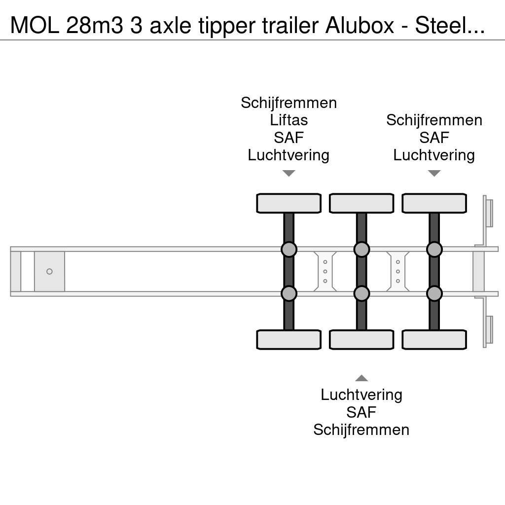 MOL 28m3 3 axle tipper trailer Alubox - Steelchassis ( Benne semi remorque