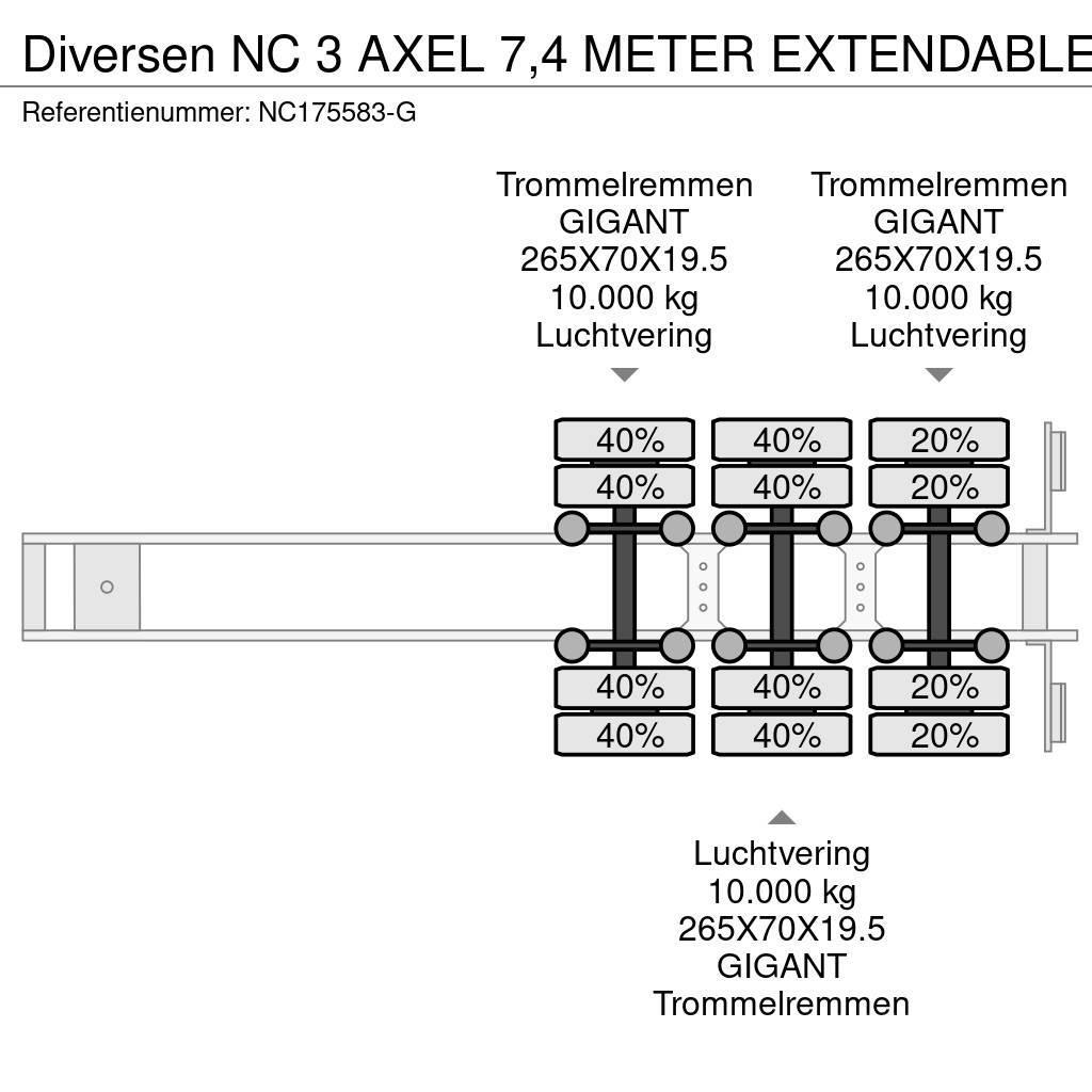 NC 3 AXEL 7,4 METER EXTENDABLE Semi remorque surbaissée