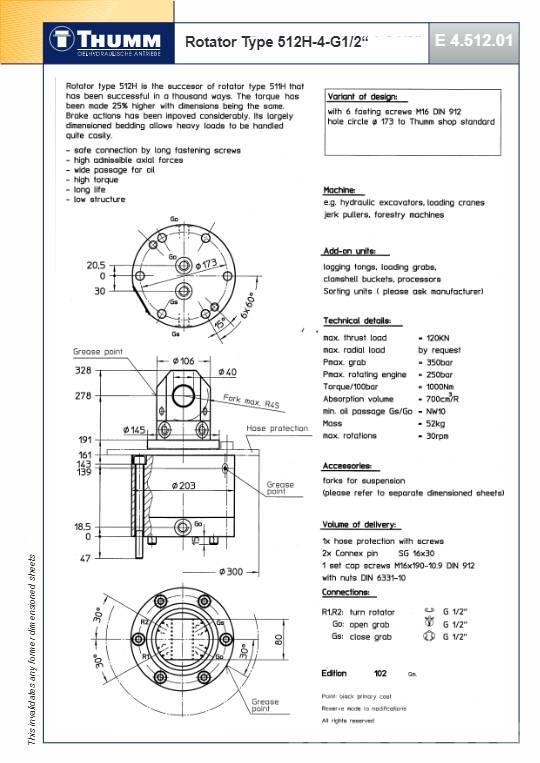 Thumm 512 H-4-G1/2 | ROTATOR HYDRAULICZNY | 12 Ton Rotateur