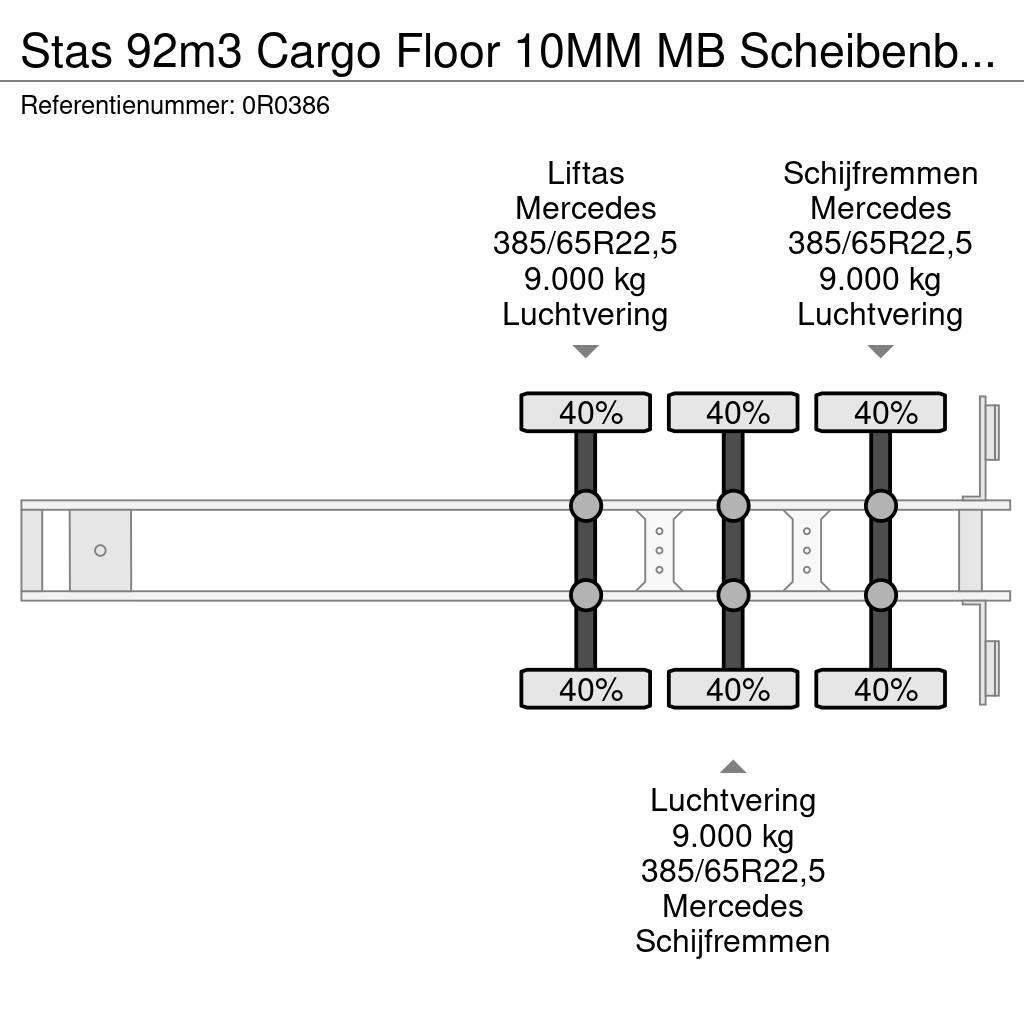 Stas 92m3 Cargo Floor 10MM MB Scheibenbremsen Liftachse Semi-remorques à plancher mobile