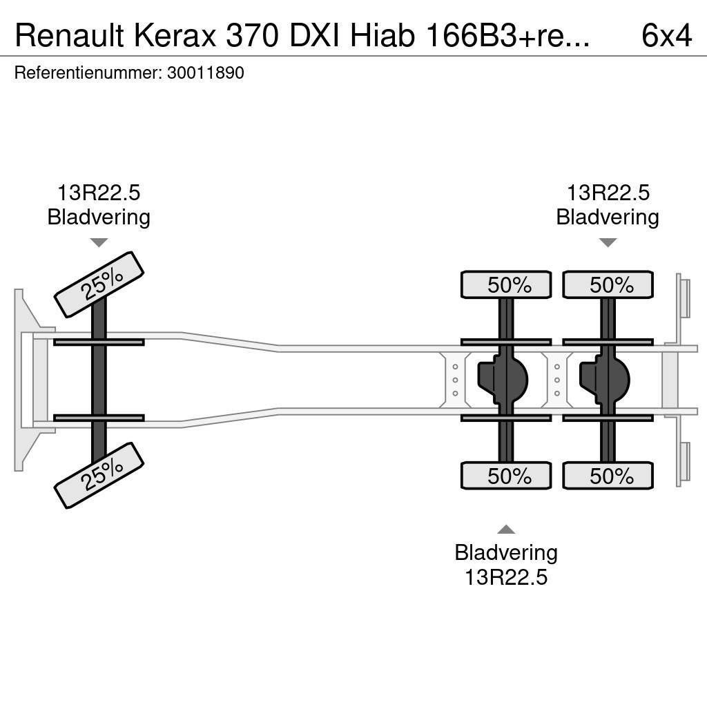 Renault Kerax 370 DXI Hiab 166B3+remote Camion plateau ridelle avec grue