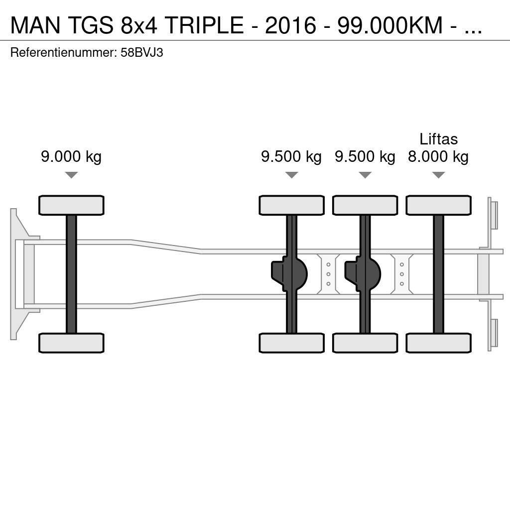 MAN TGS 8x4 TRIPLE - 2016 - 99.000KM - HMF 2620K5 - RA Camion plateau