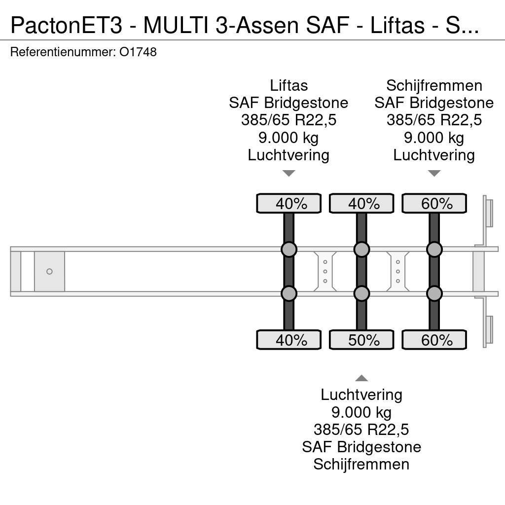 Pacton ET3 - MULTI 3-Assen SAF - Liftas - Schijfremmen - Semi remorque porte container