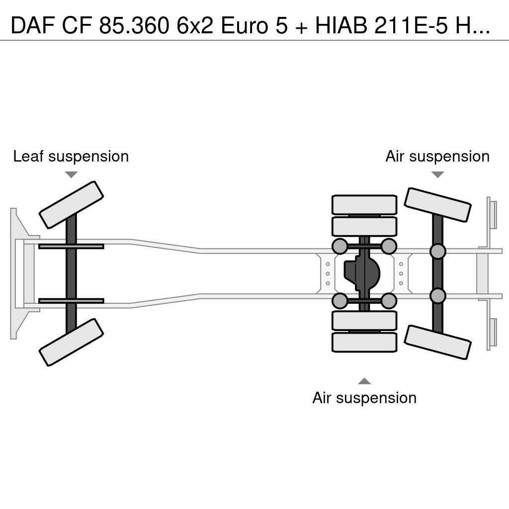 DAF CF 85.360 6x2 Euro 5 + HIAB 211E-5 HIPRO Camion plateau