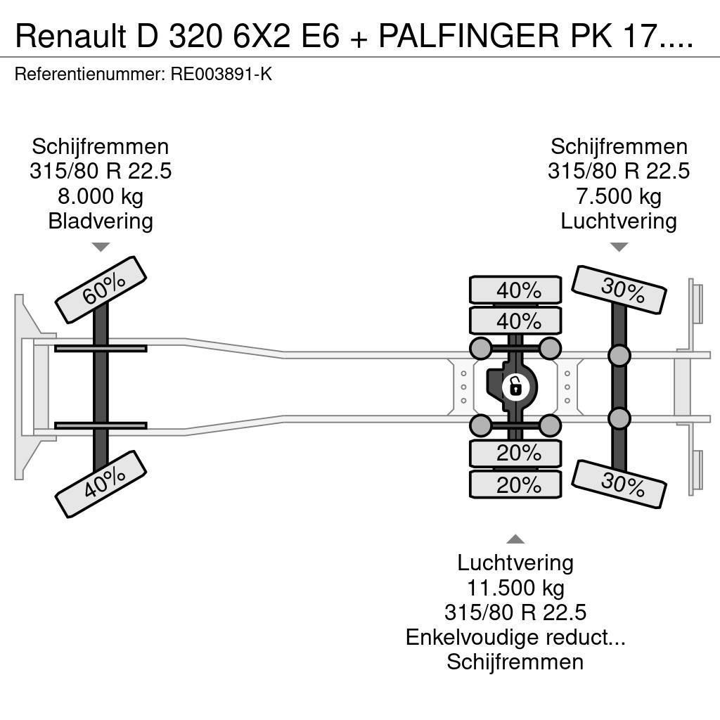 Renault D 320 6X2 E6 + PALFINGER PK 17.001 + REMOTE Grues tout terrain